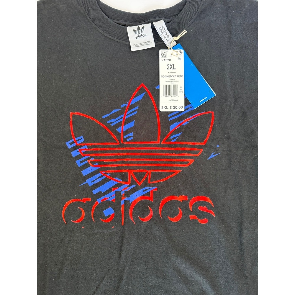 Adidas OG Sketch Trefoil T-Shirt Mens 2XL Black Graphic Tee Originals